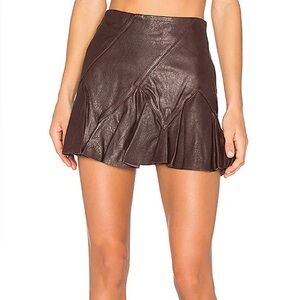 DEREK LAM 10 CROSBY Flared Mini Skirt in Brown size 2 with FLAWS